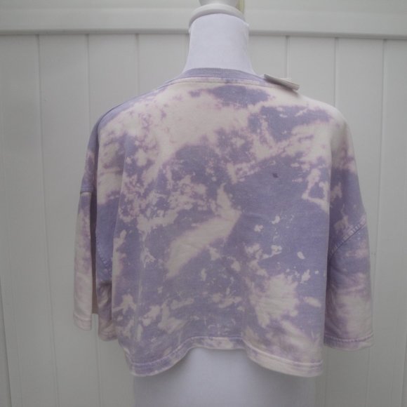Zara Tie-Dye Knit Cropped Distressed Purple Top NEW - Picture 5 of 5